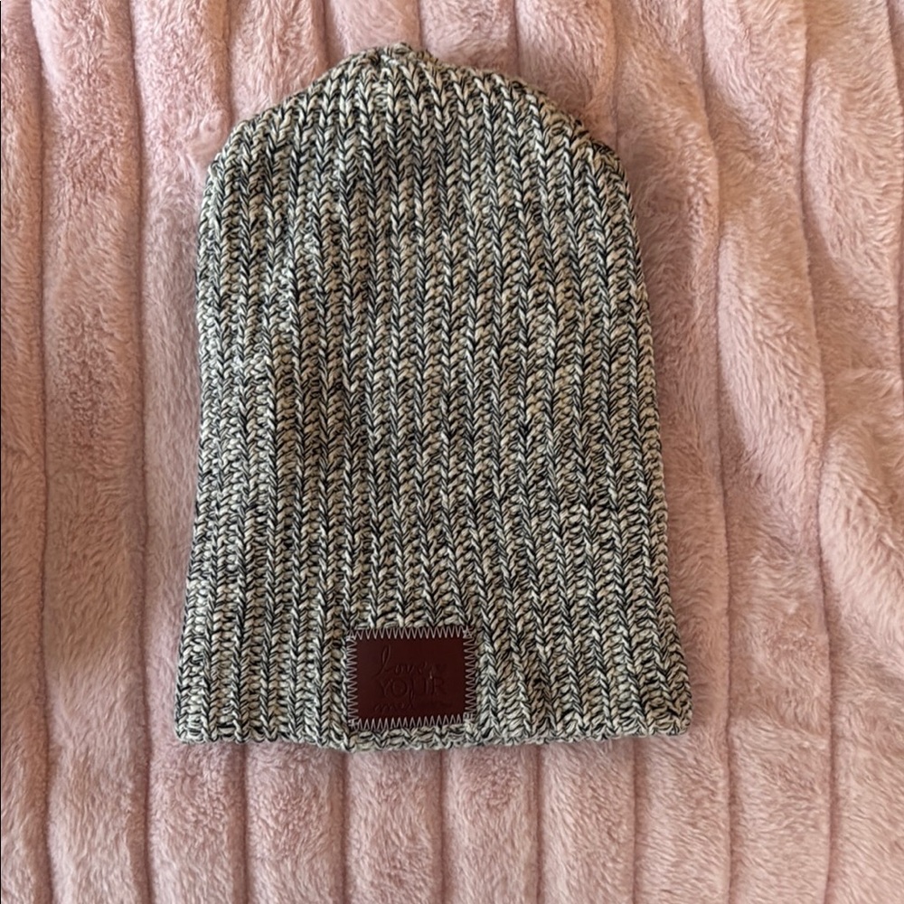 Love Your Melon Black and White Knit Beanie